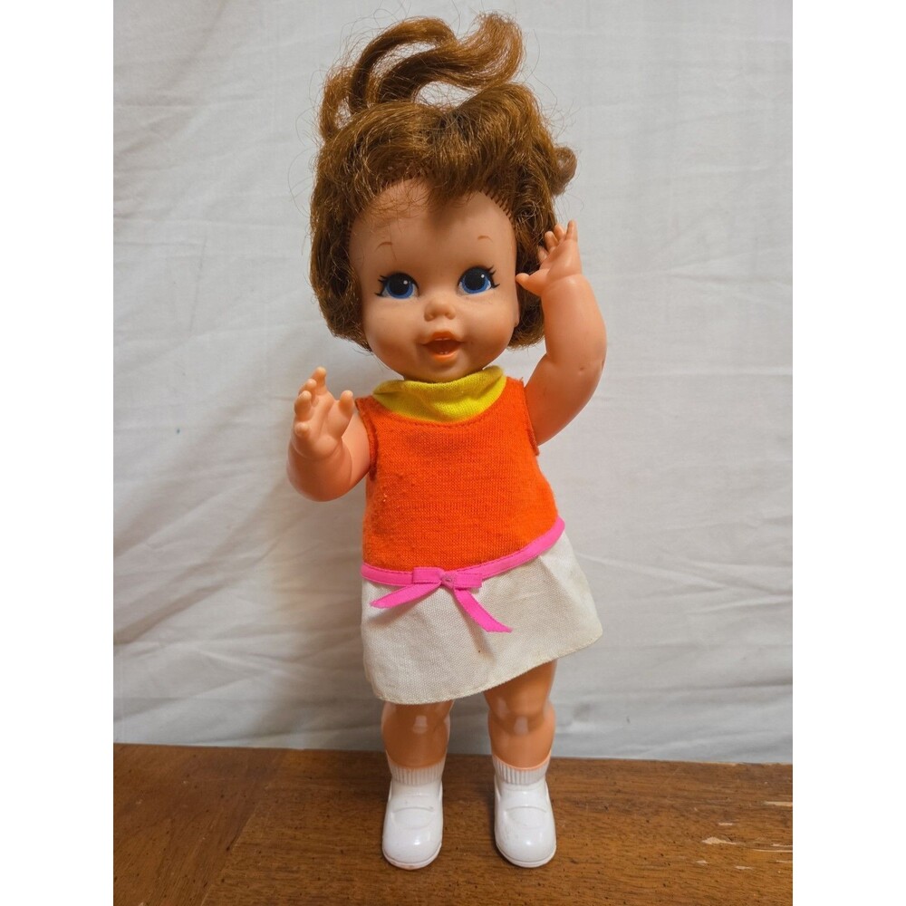 Mattel Baby Small Walk Doll in Original Dress WORKS Vintage 1967